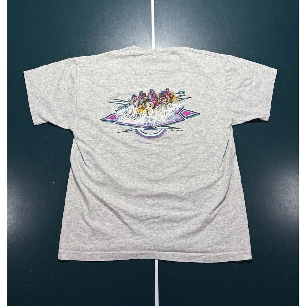 Vintage 90s White Water Rafting Single Stitch Graphic T Shirt Men's Large USA